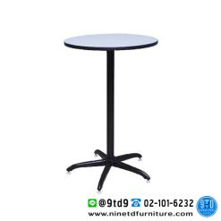 โต๊ะบาร์กลม โต๊ะคาเฟ่กลม หน้าโฟเมก้าขาว ขนาด 60x110 cm. (24 นิ้ว)