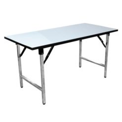 โต๊ะพับหน้าขาวเงา ขาโครเมี่ยม ขนาด 60x120 cm. GFT-60120