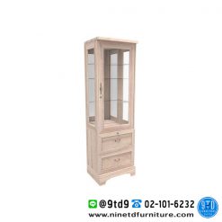 ตู้โชว์ 1 บานเปิดเฟรมกระจกใส  2 ลิ้นชัก CB-008