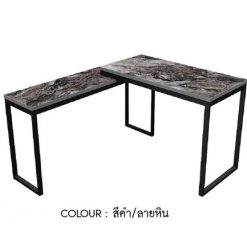 โต๊ะทำงานตัวแอล 120CM HBD-1215 (สีดำ/ลายหิน)