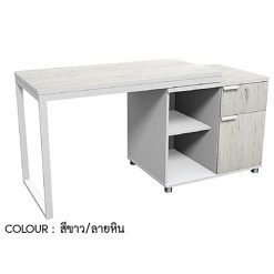 โต๊ะทำงาน 120CM พร้อมตู้ 80CM HBD-1262 (สีขาว/ลายหิน)