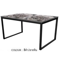 โต๊ะทำงานโล่งขาเหล็ก 120CM HBD-1280 (สีดำ/ลายหิน)
