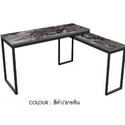 โต๊ะทำงานตัวแอล 160CM HBD-1615 (สีดำ/ลายหิน)