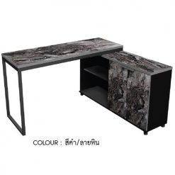 โต๊ะทำงานตัวแอล 160CM พร้อมตู้ต่อข้าง HBD-1615C (สีดำ/ลายหิน)