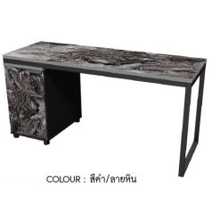 โต๊ะทำงาน 160CM พร้อมตู้ 40CM HBD-1661 (สีดำ/ลายหิน)