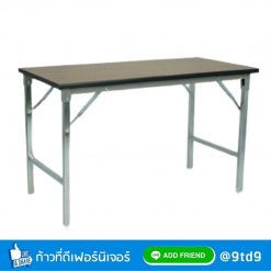 โต๊ะพับหน้าไม้เมลานีน ขาอีพ็อกซี่เกล็ดเงิน WC3405