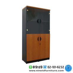 ตู้เอกสารสูง ล่างบานเปิดทึบ-บนบานเปิดกระจก ST-080HG ขนาด 80 CM