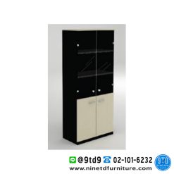 ตู้เอกสารสูงบน 2 บานเปิดกระจก ล่าง 2 บานเปิดทึบ LINK รุ่น 18 GOLK