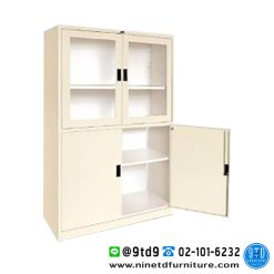 ตู้เหล็กบานเปิดบนกระจกล่างทึบ (แบบกระจกสั้น) 4 ฟุต รุ่น LKO-452