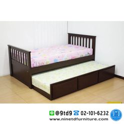 เตียงไม้จริง 3.5 ฟุต/เตียงพร้อมเตียงเสริม(แบบลิ้นชักเลื่อน) รุ่น โอเค