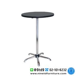 โต๊ะบาร์กลม โต๊ะคาเฟ่กลม หน้าโฟเมก้าดำ ขนาด 60x110 cm. (24 นิ้ว)
