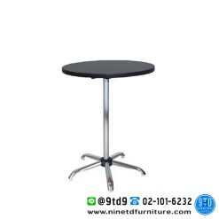 โต๊ะบาร์กลม โต๊ะคาเฟ่กลม หน้าโฟเมก้าดำ ขนาด 60x75 cm. (24 นิ้ว)