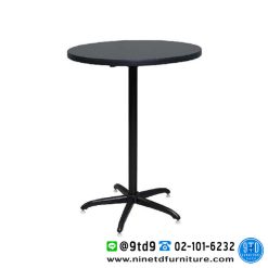โต๊ะบาร์กลม โต๊ะคาเฟ่กลม หน้าโฟเมก้าดำ ขนาด 75x110 cm. (30 นิ้ว)