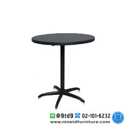 โต๊ะบาร์กลม โต๊ะคาเฟ่กลม หน้าโฟเมก้าดำ ขนาด 75x75 cm. (30 นิ้ว)